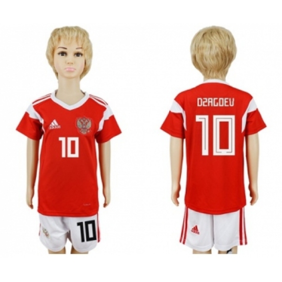 Russia #10 Dzagoev Home Kid Soccer Country Jersey