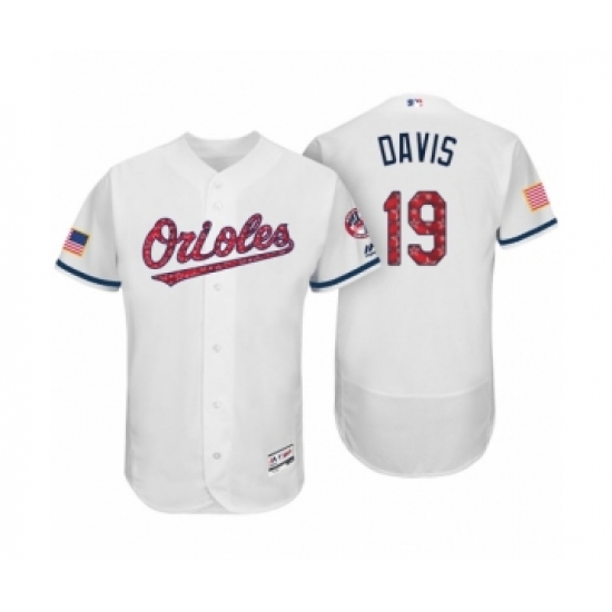 Men Baltimore Orioles #19 Chris Davis White 2017 Independence Day Flex Base Jersey - Ujersey