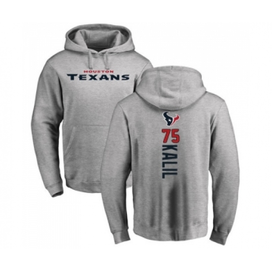 Football Houston Texans #75 Matt Kalil Ash Backer Pullover Hoodie - Ujersey