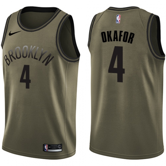 Youth Nike Brooklyn Nets #4 Jahlil Okafor Swingman Green Salute to Service NBA Jersey - Ujersey