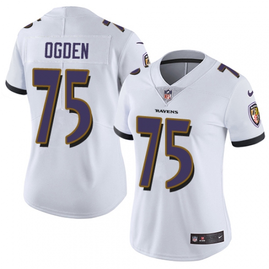 Women's Nike Baltimore Ravens #75 Jonathan Ogden White Vapor Untouchable Limited Player NFL Jersey - Ujersey