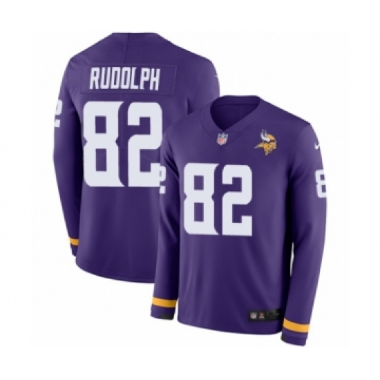 Youth Nike Minnesota Vikings #82 Kyle Rudolph Limited Purple Therma Long Sleeve NFL Jersey - Ujersey