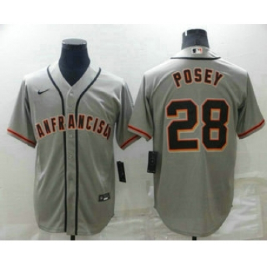 Men's San Francisco Giants #28 Buster Posey Grey Stitched MLB Cool Base Nike Jersey - Ujersey