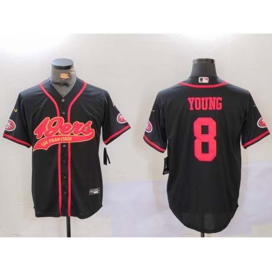 Men's San Francisco 49ers #8 Steve Young Black With Cool Base Stitched Baseball Jerseys - Ujersey