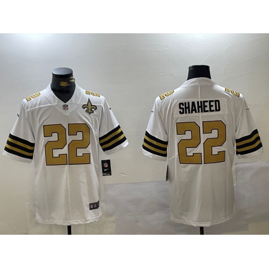 Men's New Orleans Saints #22 Rashid Shaheed Limited White With Team Vapor Stitched Jersey