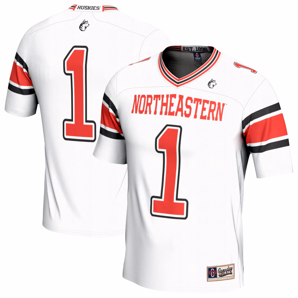 Youth GameDay Greats White #1 Northeastern Huskies Lightweight Collegiate Football Fashion Jersey - Ujersey