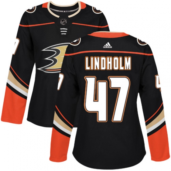 Women's Adidas Anaheim Ducks #47 Hampus Lindholm Authentic Black Home NHL Jersey - Ujersey
