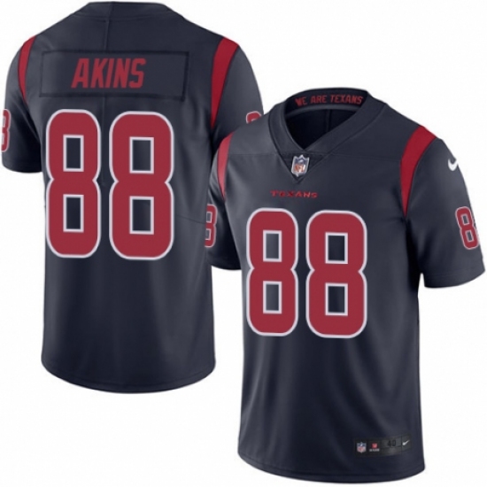 Men's Nike Houston Texans #88 Jordan Akins Elite Navy Blue Rush Vapor Untouchable NFL Jersey - Ujersey