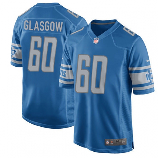 Men's Nike Detroit Lions #60 Graham Glasgow Game Light Blue Team Color NFL Jersey - Ujersey