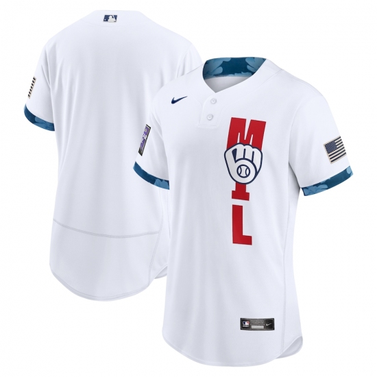 Men's Milwaukee Brewers Blank Nike White 2021 MLB All-Star Game Authentic Jersey - Ujersey
