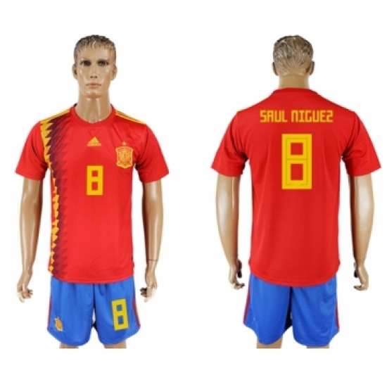 Spain #8 Saul Niguez Home Soccer Country Jersey