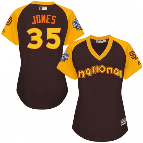 Women's Majestic San Diego Padres #35 Randy Jones Authentic Brown 2016 All-Star National League BP Cool Base Cool Base MLB Jersey
