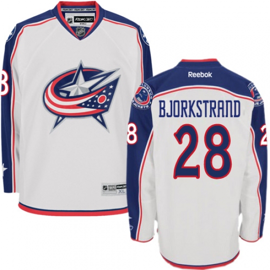 Women's Reebok Columbus Blue Jackets #28 Oliver Bjorkstrand Authentic White Away NHL Jersey - Ujersey