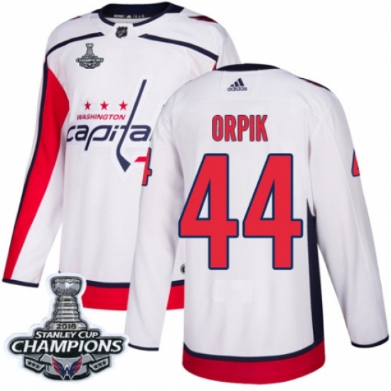 Men's Adidas Washington Capitals #44 Brooks Orpik Authentic White Away 2018 Stanley Cup Final Champions NHL Jersey - Ujersey