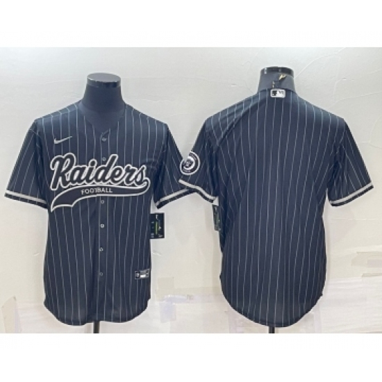Men's Las Vegas Raiders Blank Black With Patch Cool Base Stitched Baseball Jersey - Ujersey