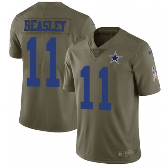 Youth Nike Dallas Cowboys #11 Cole Beasley Limited Olive 2017 Salute to Service NFL Jersey - Ujersey
