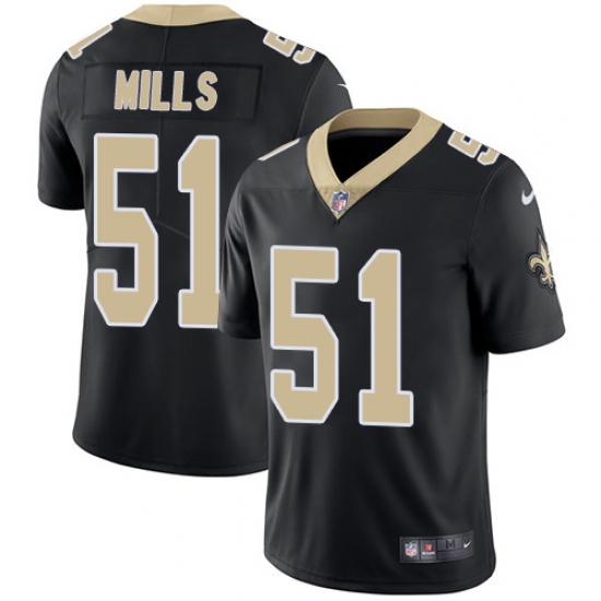 Men's Nike New Orleans Saints #51 Sam Mills Black Team Color Vapor Untouchable Limited Player NFL Jersey - Ujersey