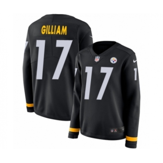 Women's Nike Pittsburgh Steelers #17 Joe Gilliam Limited Black Therma Long Sleeve NFL Jersey - Ujersey