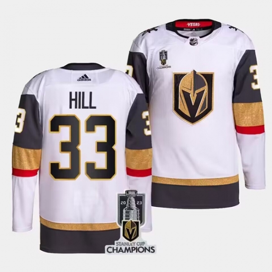 Men's Vegas Golden Knights #33 Adin Hill White 2023 Stanley Cup Champions Stitched Jersey - Ujersey