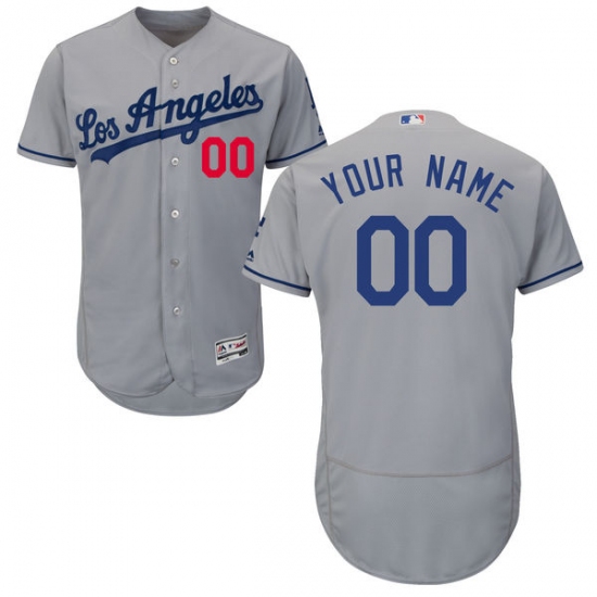 Men's Los Angeles Dodgers Majestic Road Gray Flex Base Authentic Collection Custom Jersey - Ujersey