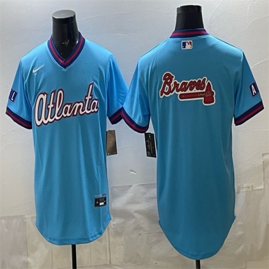 Men's Atlanta Braves Team Big Logo Powder Blue 2026 City Connect Stadium Stitched Baseball Jersey - Ujersey