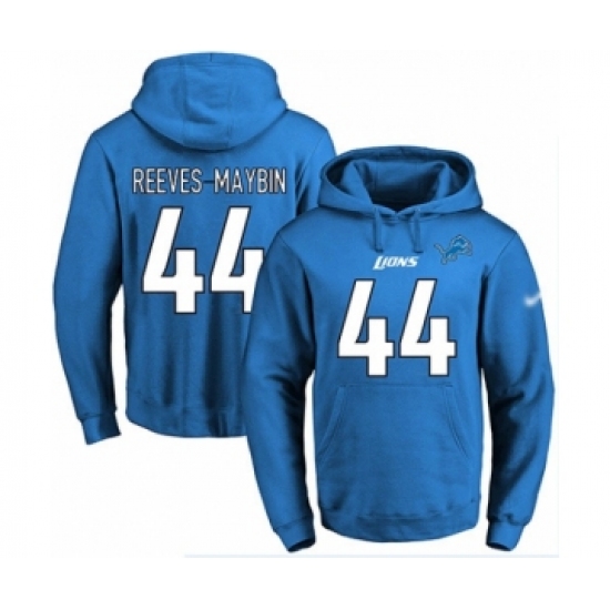 Football Men's Detroit Lions #44 Jalen Reeves-Maybin Blue Name & Number Pullover Hoodie - Ujersey