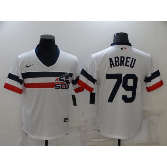 Men's Nike Chicago White Sox #79 Jose Abreu White Throwback Jersey - Ujersey