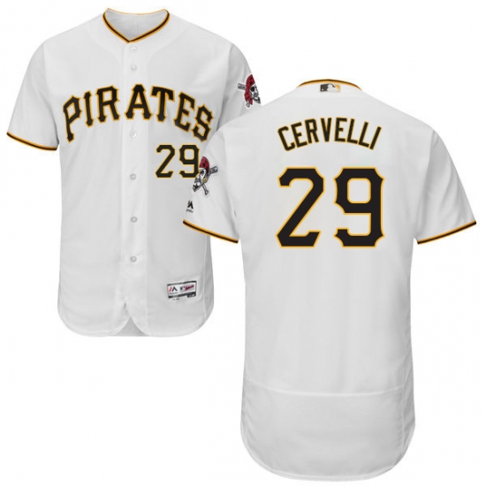 Men's Majestic Pittsburgh Pirates #29 Francisco Cervelli White Home Flex Base Authentic Collection MLB Jersey - Ujersey