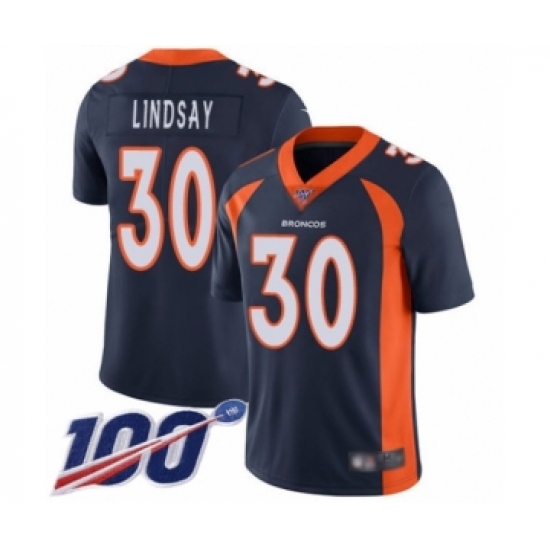 Men's Denver Broncos #30 Phillip Lindsay Navy Blue Alternate Vapor Untouchable Limited Player 100th Season Football Jersey - Ujersey