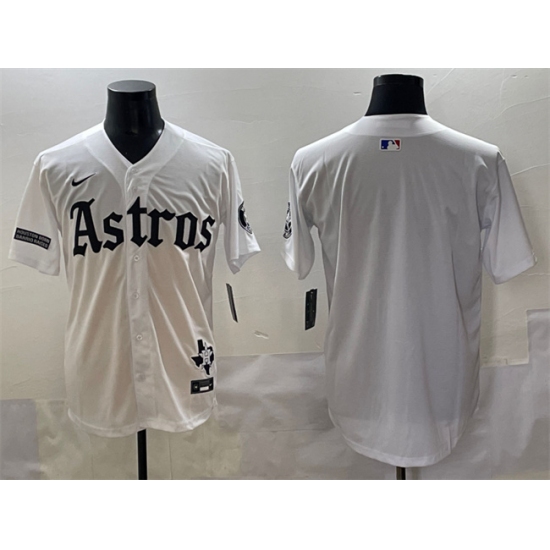 Men's Houston Astros Blank White Gothic 'Houston Born Barrio Raised' Limited Stitched Baseball Jersey - Ujersey