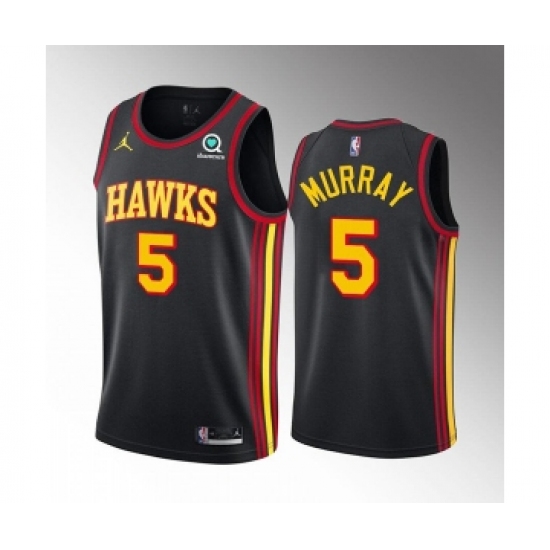 Men's Atlanta Hawks #5 Dejounte Murray Black Stitched Jersey - Ujersey