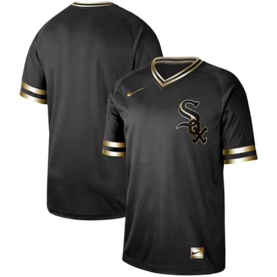 Men's Nike Chicago White Sox Blank Black Gold Authentic Stitched Baseball Jersey - Ujersey