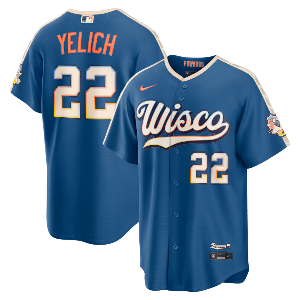 Men's Milwaukee Brewers Christian Yelich Nike Mineral Blue 2026 City Connect Stadium Jersey - Ujersey Shop