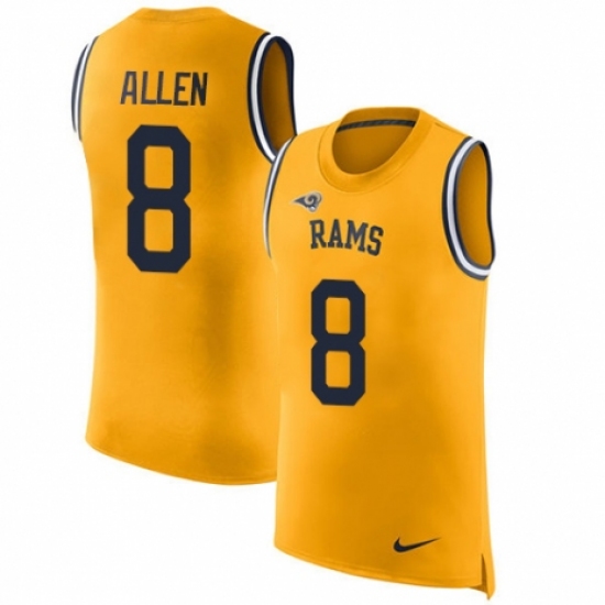 Men's Nike Los Angeles Rams #8 Brandon Allen Limited Gold Rush Player Name & Number Tank Top NFL Jersey - Ujersey