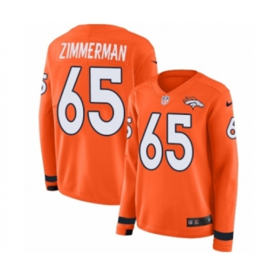 Women's Nike Denver Broncos #65 Gary Zimmerman Limited Orange Therma Long Sleeve NFL Jersey - Ujersey