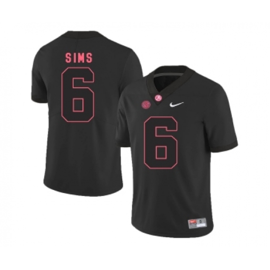 Alabama Crimson Tide 6 Blake Sims Black College Football Jersey - Ujersey