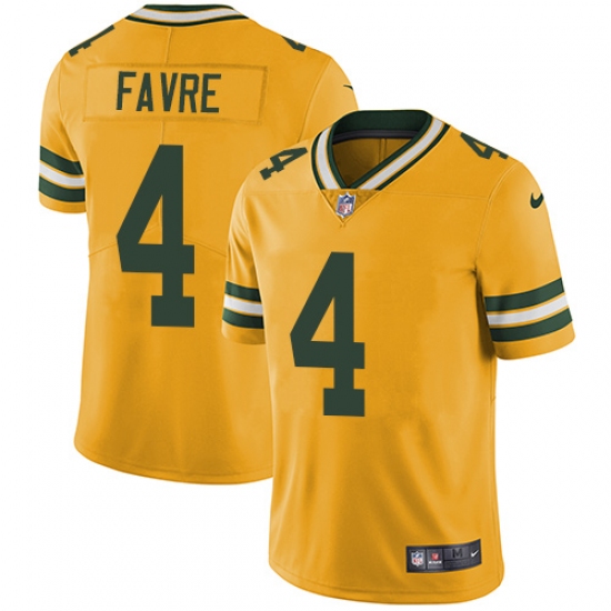 Youth Nike Green Bay Packers #4 Brett Favre Limited Gold Rush Vapor Untouchable NFL Jersey - Ujersey