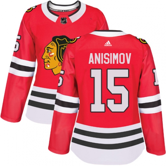 Women's Adidas Chicago Blackhawks #15 Artem Anisimov Authentic Red Home NHL Jersey - Ujersey