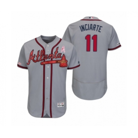 Men's Ender Inciarte Atlanta Braves #11 Gray 2019 Mothers Day Flex Base Authentic Jersey - Ujersey