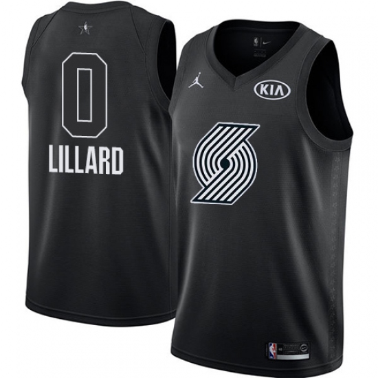 Youth Nike Jordan Portland Trail Blazers #0 Damian Lillard Swingman Black 2018 All-Star Game NBA Jersey - Ujersey