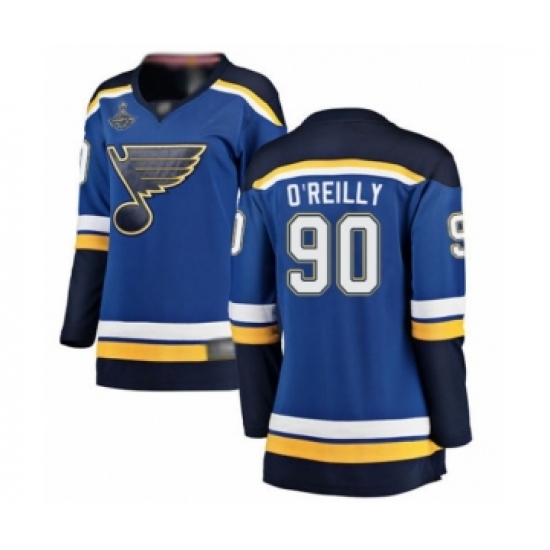 Women's St. Louis Blues #90 Ryan O'Reilly Fanatics Branded Royal Blue Home Breakaway 2019 Stanley Cup Champions Hockey Jersey - Ujersey
