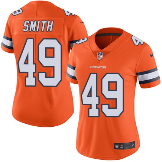 Women's Nike Denver Broncos #49 Dennis Smith Elite Orange Rush Vapor Untouchable NFL Jersey - Ujersey