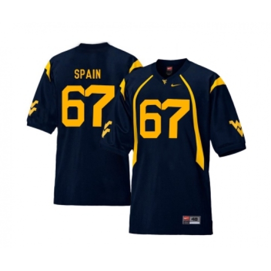West Virginia Mountaineers 67 Quinton Spain Navy College Football Jersey - Ujersey