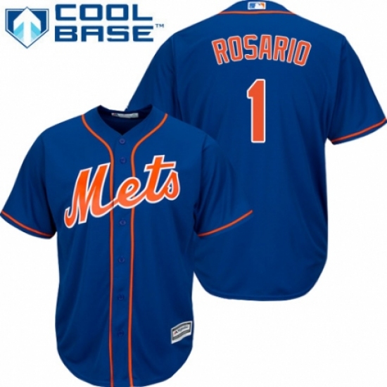 Youth Majestic New York Mets #1 Amed Rosario Authentic Royal Blue Alternate Home Cool Base MLB Jersey - Ujersey