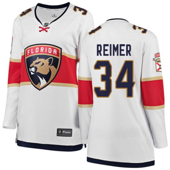 Women's Florida Panthers #34 James Reimer Authentic White Away Fanatics Branded Breakaway NHL Jersey - Ujersey