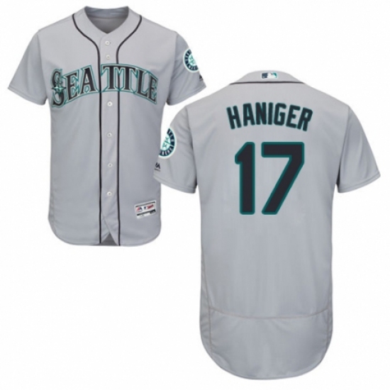 Men's Majestic Seattle Mariners #17 Mitch Haniger Grey Road Flex Base Authentic Collection MLB Jersey - Ujersey