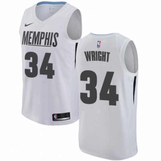 Men's Nike Memphis Grizzlies #34 Brandan Wright Authentic White NBA Jersey - City Edition - Ujersey