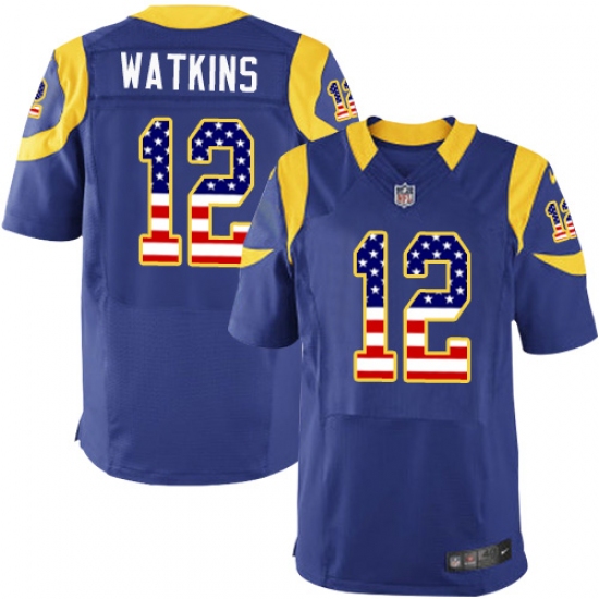 Men's Nike Los Angeles Rams #12 Sammy Watkins Elite Royal Blue Alternate USA Flag Fashion NFL Jersey - ujerseystore