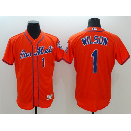 Men's New York Mets #1 Amed Rosario Orange Royal Alternate Stitched Baseball Jersey - Ujersey