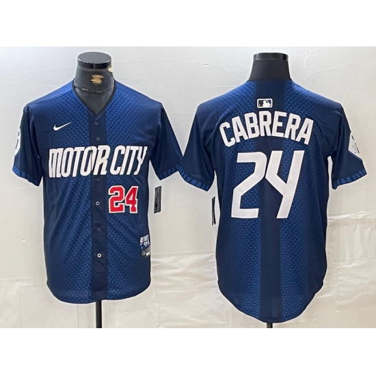 Men's Detroit Tigers #24 Miguel Cabrera Number Navy 2024 City Connect Cool Base Limited Stitched Jersey - Ujersey